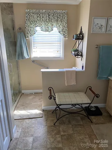 a bathroom with a bathtub