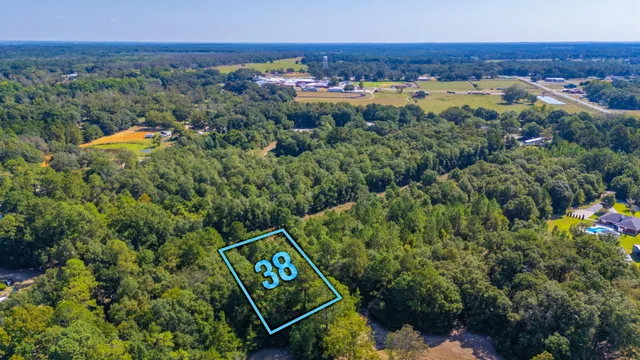 an aerial view of a houses with a yard