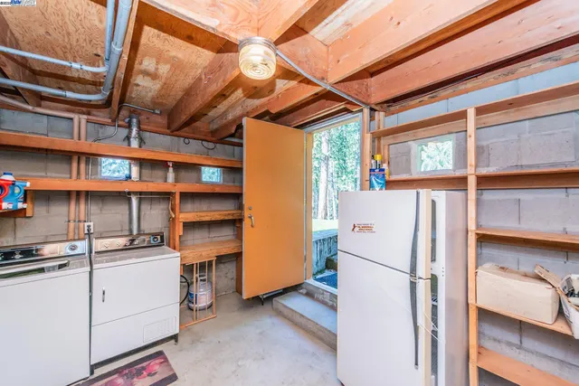 an outdoor space with furniture