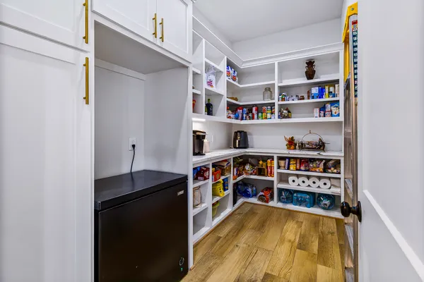 a view of store room with shelves