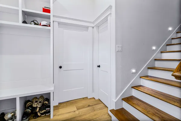 a view of an entryway with staircase