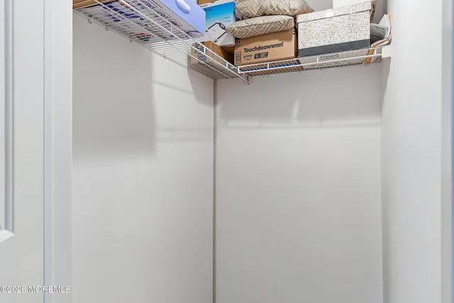 a close up of a room with racks