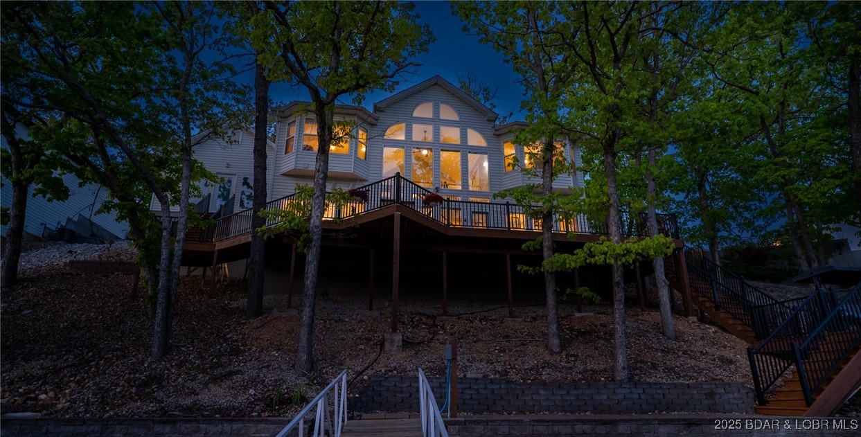 Nighttime view from the water.