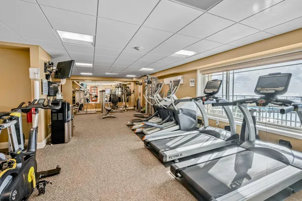 a view of a room with gym equipment