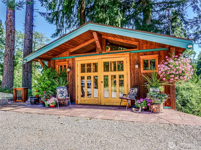 a front view of a house with a garage