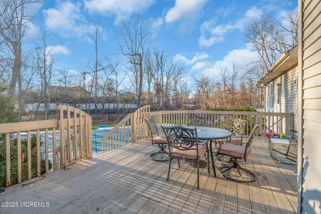 a view of a park with large trees