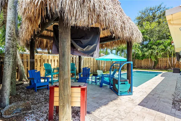 an outdoor space with lots of fruit
