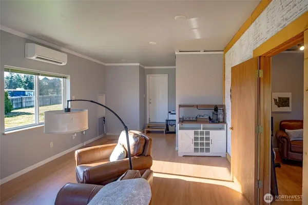 a living room with furniture