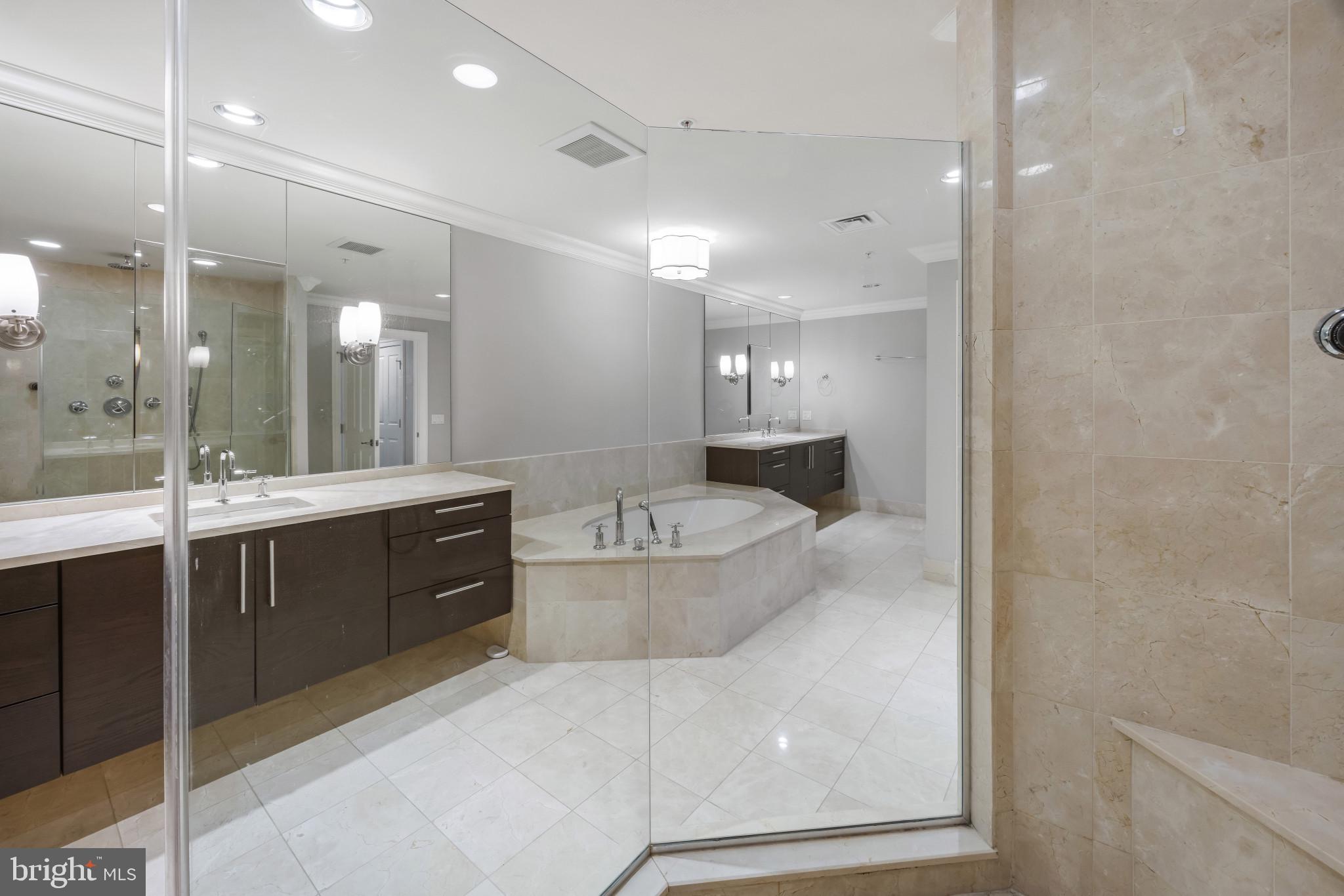 801 Key Highway, Unit 323 Baltimore, MD 21230 - Photo 32 of 56 a bathroom with a bathtub shower sink and mirror