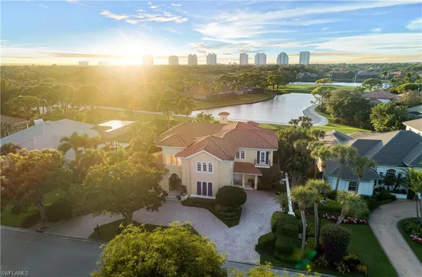 a view of a lake with a city