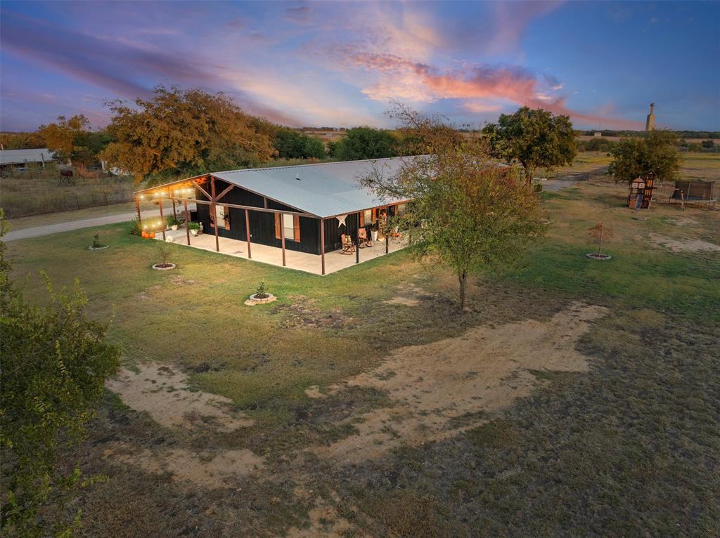 a view of a town with an trees