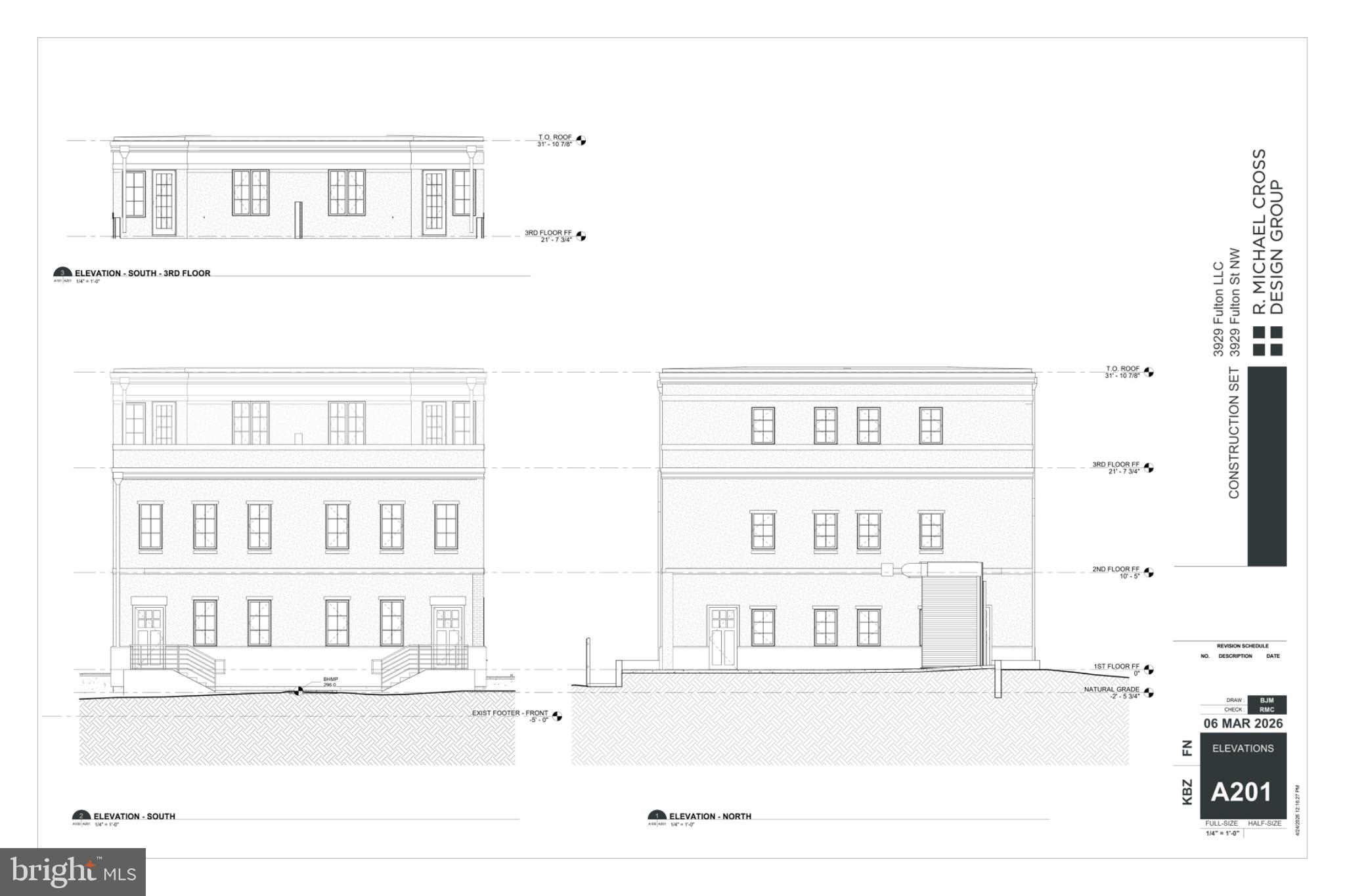 Architectural elevation plans displayed.