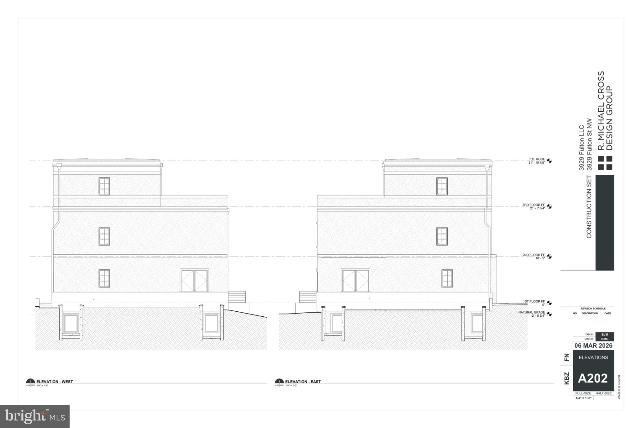 3929 Fulton Street Northwest, Unit A Washington, DC 20007 - Photo 3 of 4 Architectural elevation blueprint design.