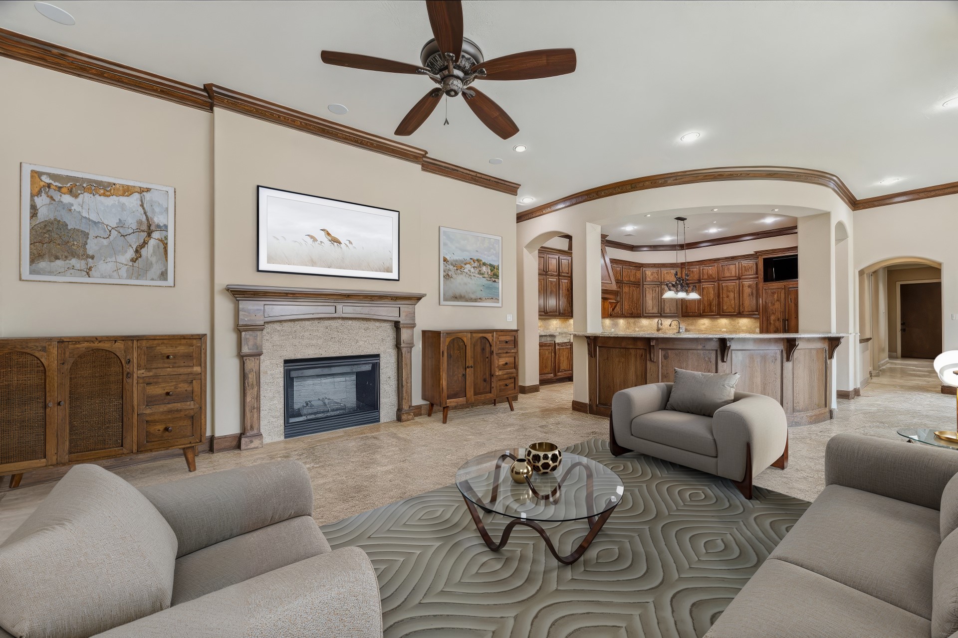 7611 Morgans Pond Court Spring, TX 77389 - Photo 9 of 50 a living room with furniture and a fireplace