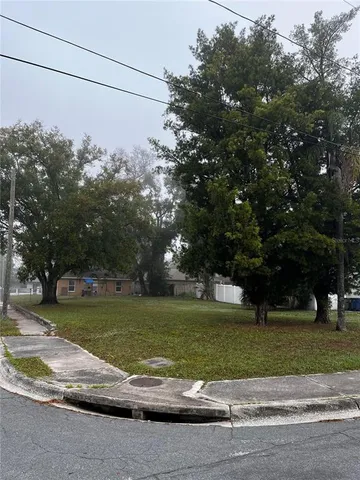 a view of a yard with flower plants and tree s