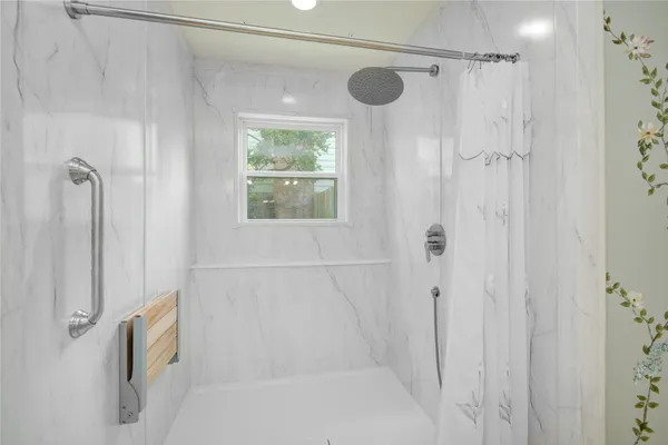 a bathroom with a shower