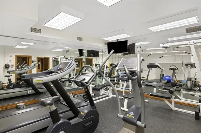 a view of a room with gym equipment