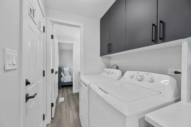 a utility room with dryer and washer