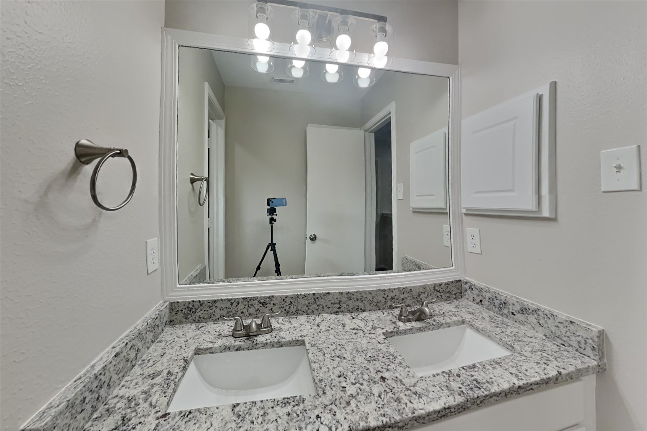619 Bending Bough Drive Spring, TX 77388 - Photo 17 of 22 a bathroom with a granite countertop sink and a mirror