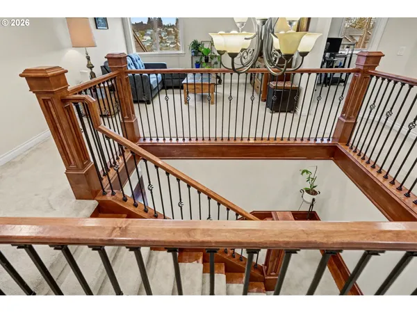 a view of balcony with furniture