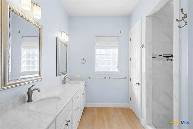 a bathroom with a shower