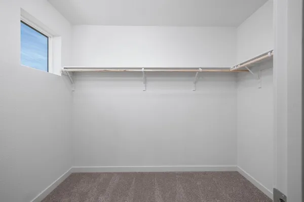 a view of an empty walk in closet