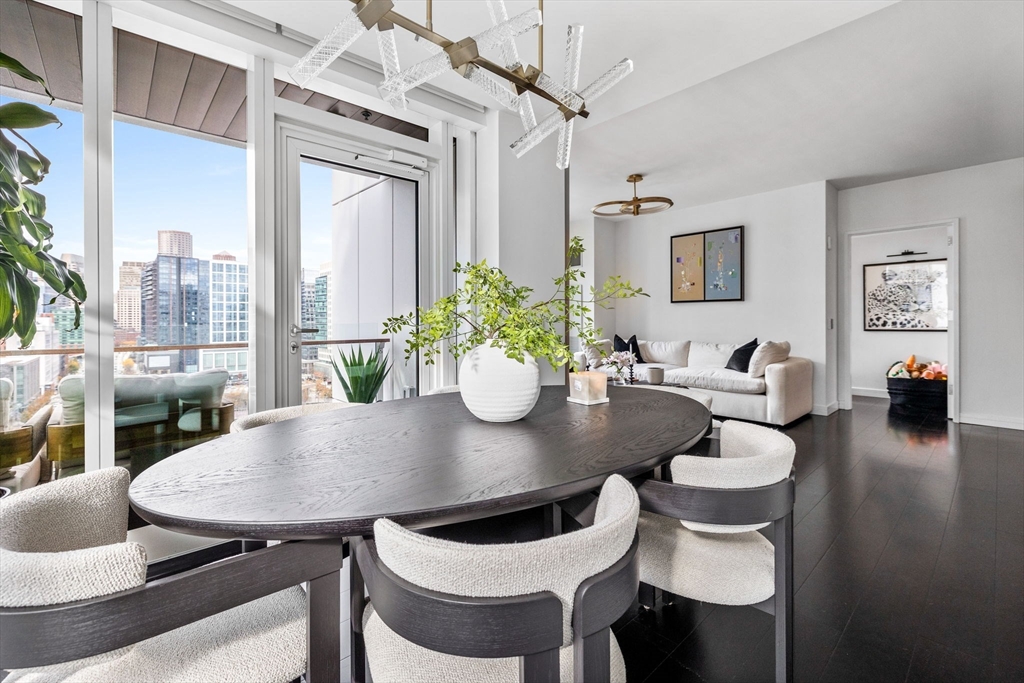 150 Seaport Boulevard, Unit 14B Boston, MA 02210 - Photo 7 of 42 a view of a dining room with furniture and wooden floor