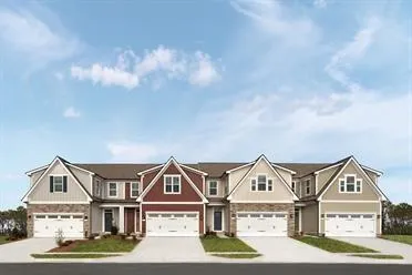 front view of residential houses with street