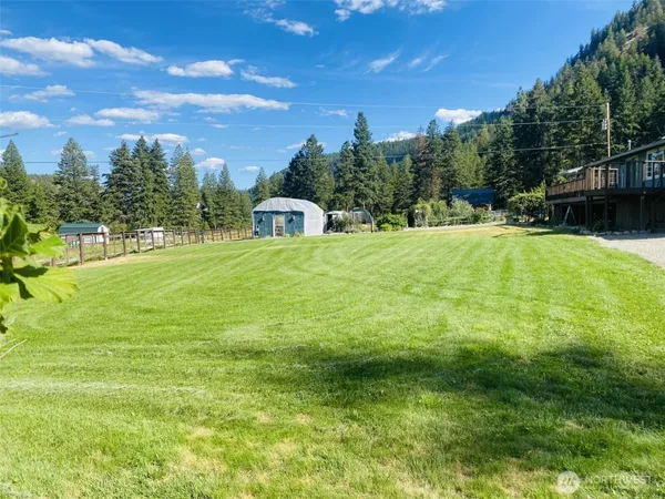 a view of an outdoor space and swimming pool