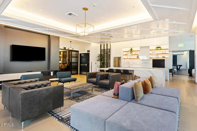 a dining room with furniture