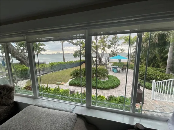 a view of a room and garden view