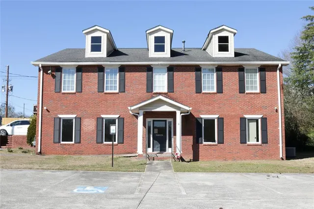 front view of a brick house