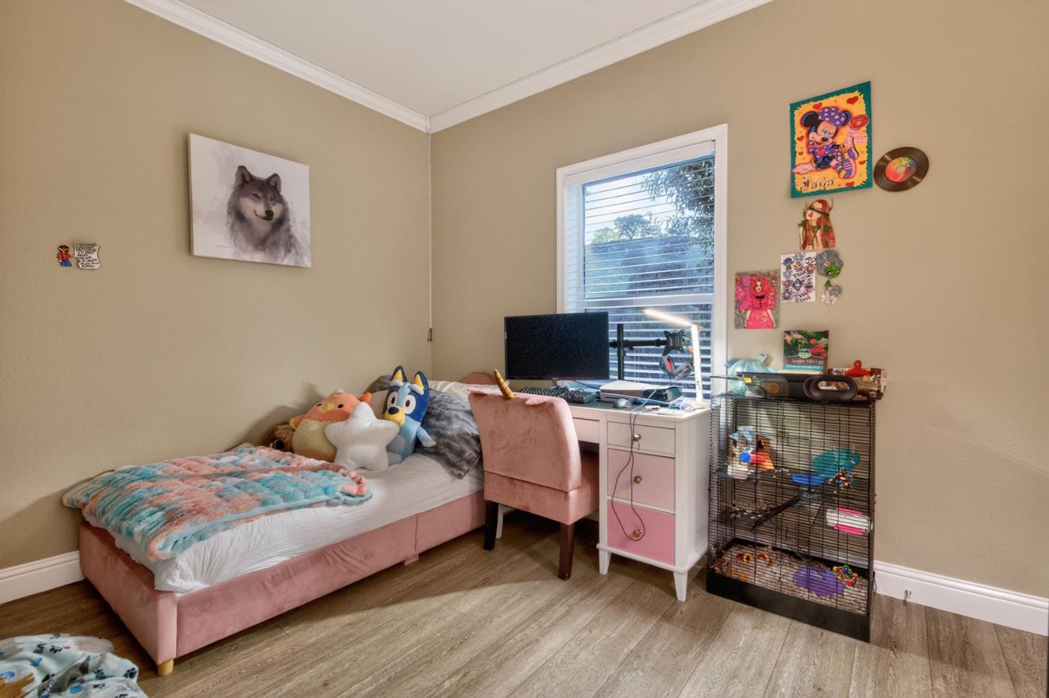 7570 Airola Road Vallecito, CA 95251 - Photo 65 of 90 a bedroom with a bed and wooden floor