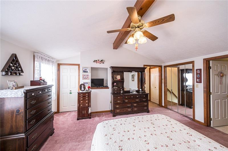 37 Quail Hill Road Pittsburgh, PA 15214 - Photo 15 of 24 MASTER BEDROOM SUITE ON SECOND FLOOR WITH VAULTED CEILING, WOOD BEAM, CEILING FAN AND AMPLE STORAGE WITH OVERSIZED WALK IN CLOSET AND TWO ADDITONAL CLOSETS