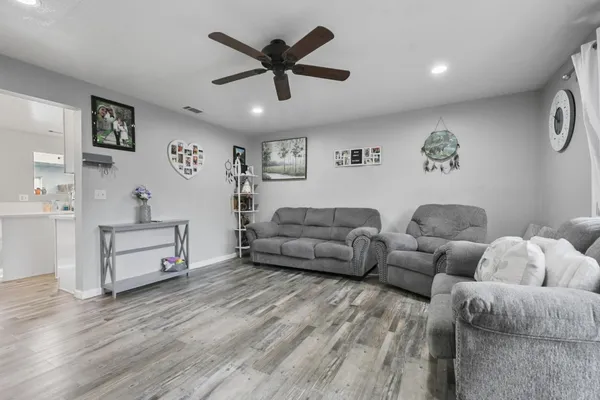 a living room with furniture