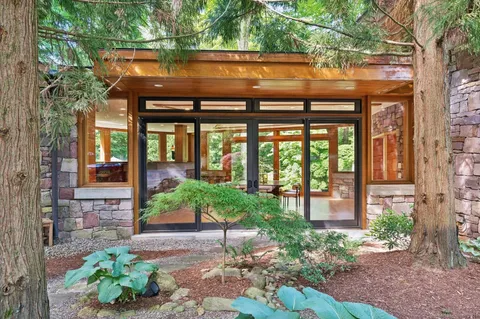 a view of a porch with a yard