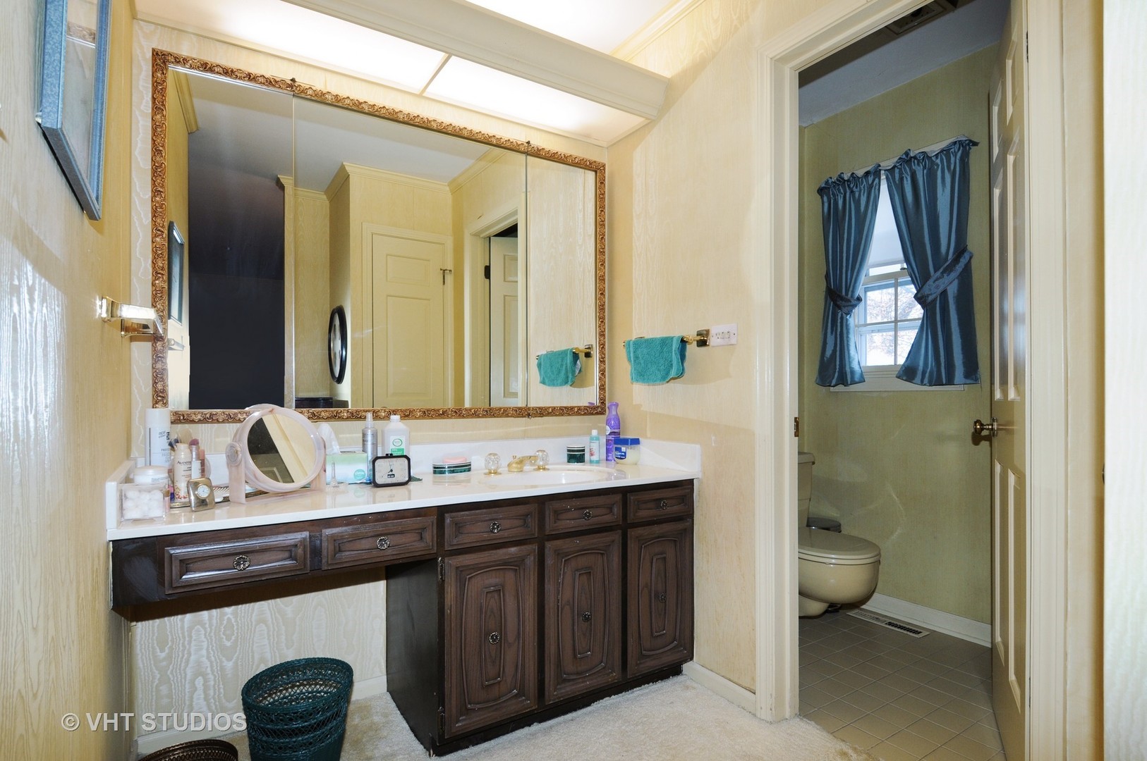 945 Anne Road Naperville, IL 60540 - Photo 7 of 10 a bathroom with a double vanity sink and a mirror