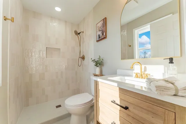 a swimming pool with outdoor seating and yard