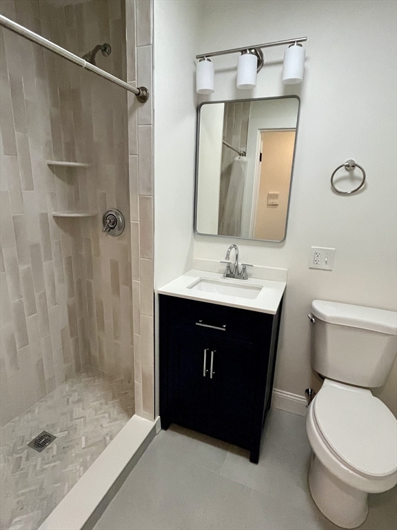 374 B Centre Street, Unit 2 Boston, MA 02130 - Photo 5 of 11 a bathroom with a sink vanity granite toilet and shower