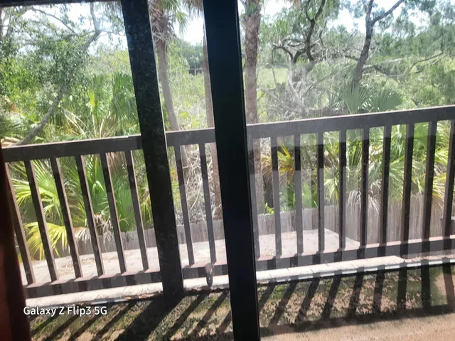 a view of a wooden deck