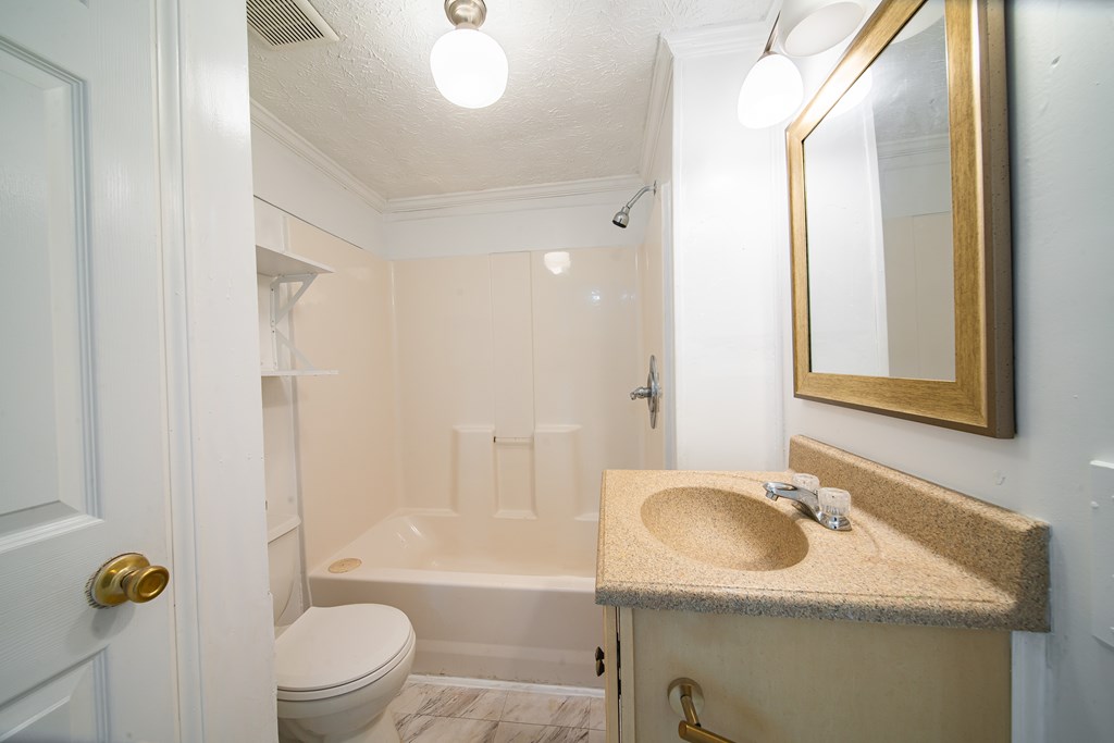 13 Perry Street Manchester, GA 31816 - Photo 16 of 24 a bathroom with a granite countertop sink toilet and shower