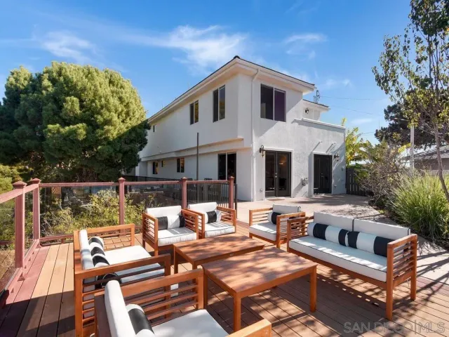 a view of a balcony with chairs