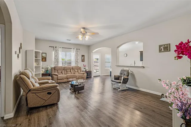 a living room with furniture