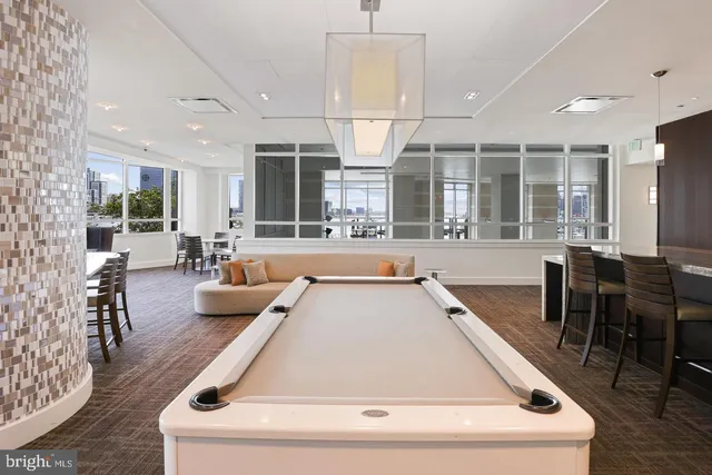 an outdoor space with furniture