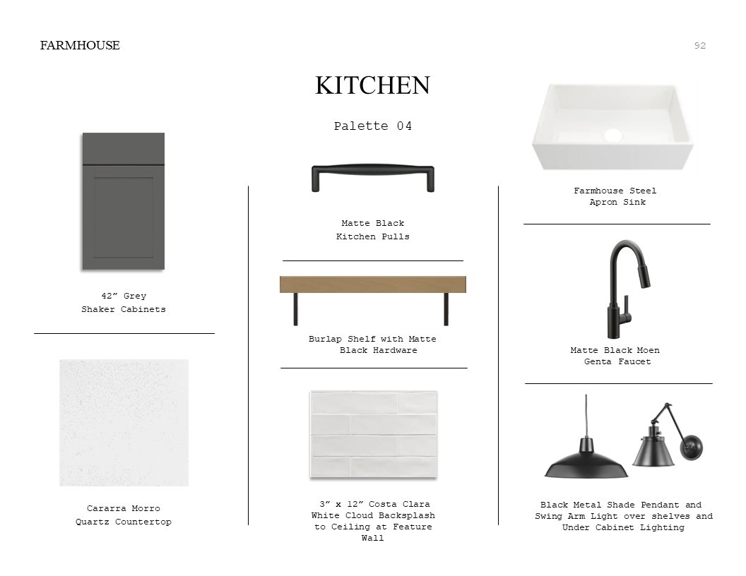 4083 Ranch Home Drive Waller, TX 77484 - Photo 23 of 34 Farmhouse Look Palette 4: Kitchen Selection Sheet (*Artist rendering used for illustration purposes only.)
