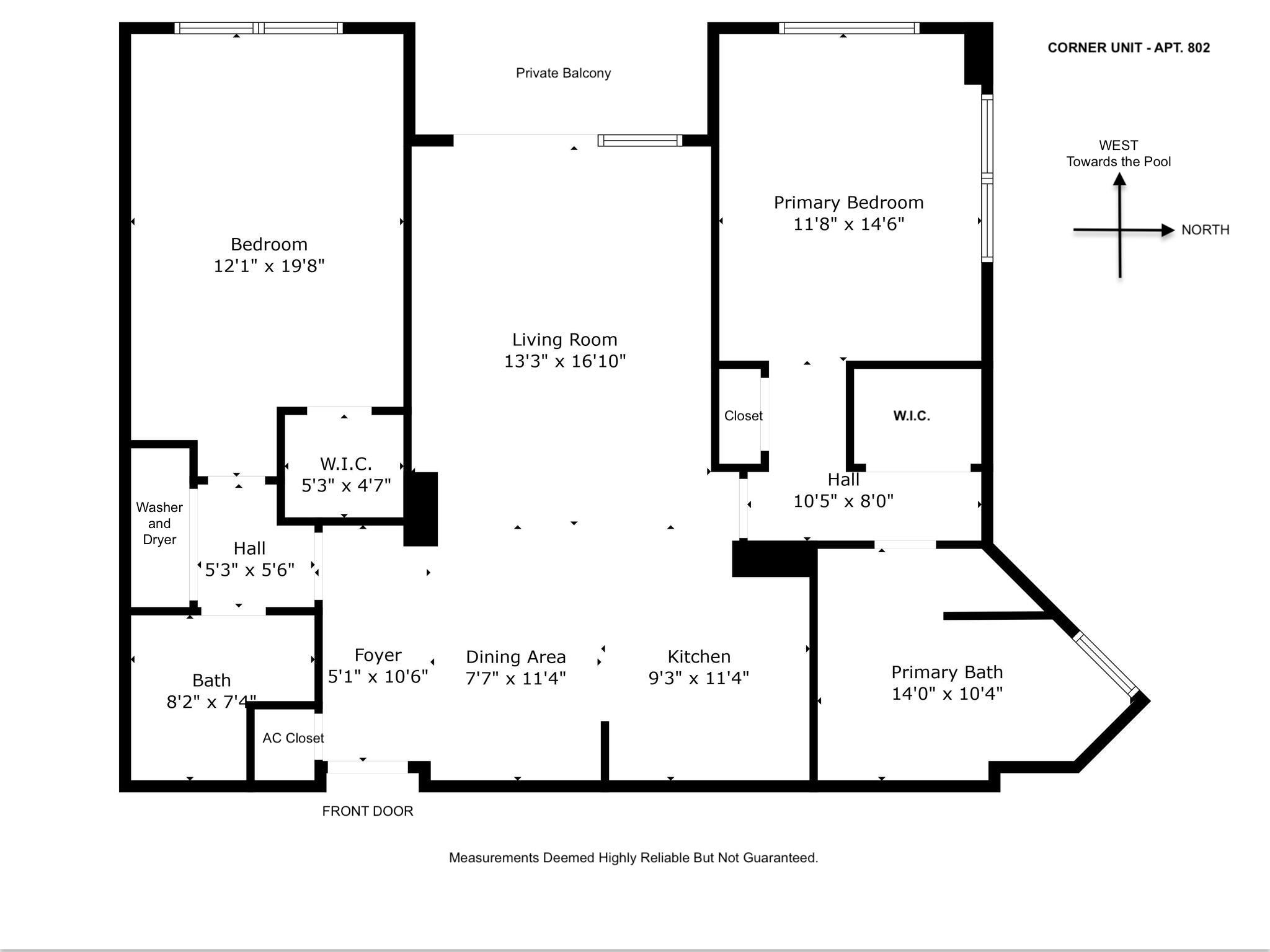 99 Southeast Mizner Boulevard, Unit 802 Boca Raton, FL 33432 - Photo 54 of 54 Floorplan - Palmetto Place Apt. 802