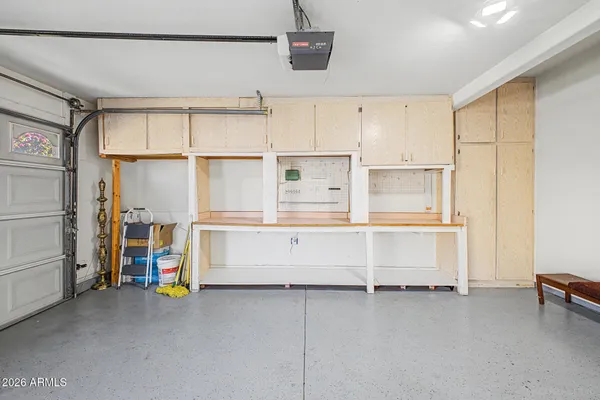 a room with closet and windows