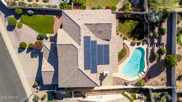 an aerial view of a house