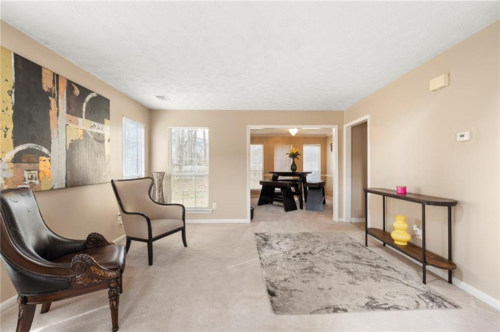 905 Ahearn Court Suwanee, GA 30024 - Photo 6 of 26 a bed room with furniture and a fireplace