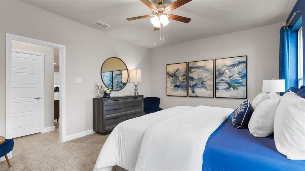 129 Hugo Court Rhome, TX 76078 - Photo 16 of 34 a bedroom with a bed and a large window with the outer view